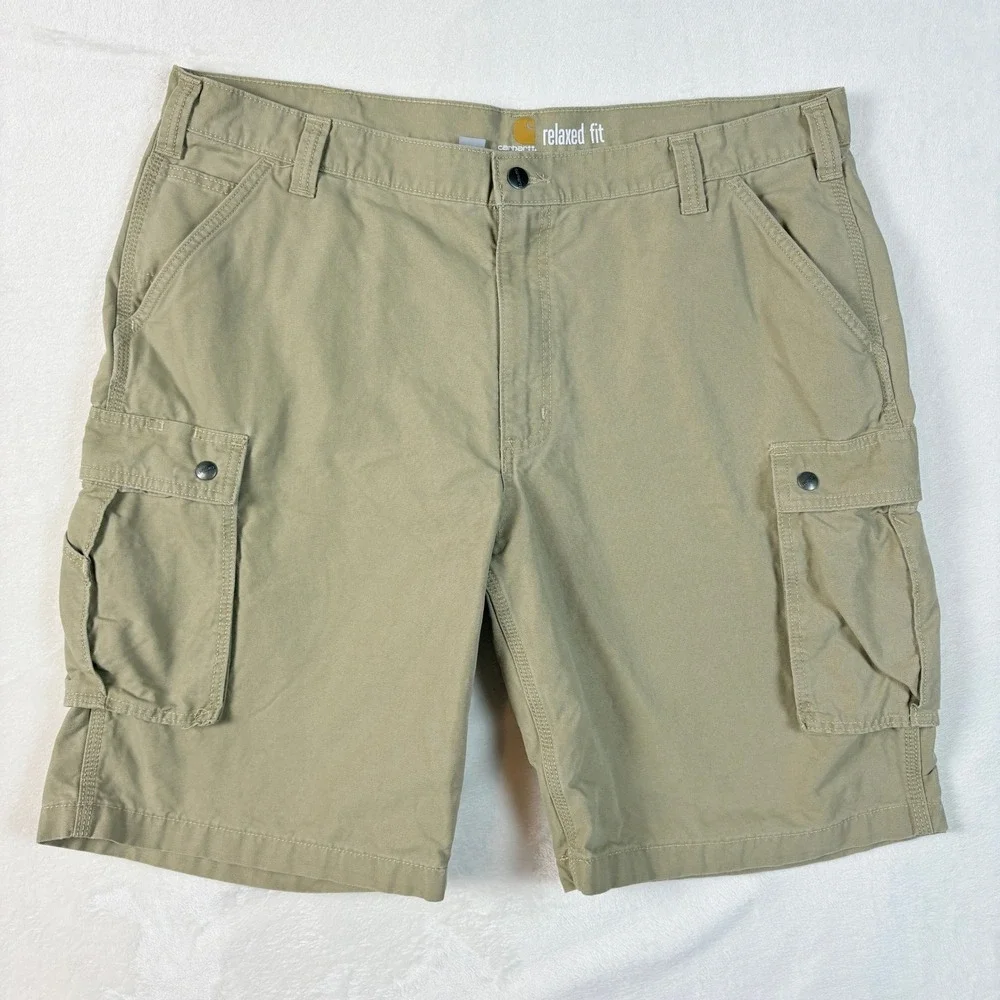 Carhartt Cargo Shorts Mens 42 Tan Excellent Relaxed Fit Cotton‎ Canvas Utility